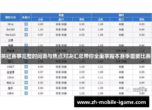英冠赛事完整时间表与焦点对决汇总带你全面掌握本赛季重要比赛